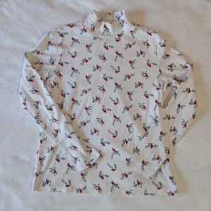 Croft & Barrow Long Sleeve Mock Neck Cardinal with Branches